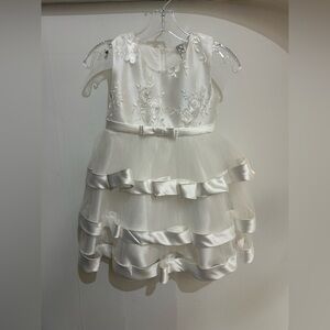 Elegant White Floral Kids Dress